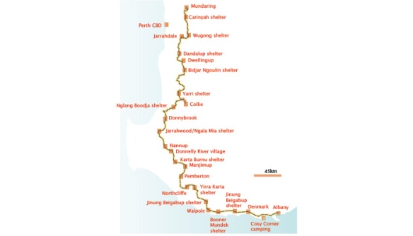 The Munda Biddi Trail route
